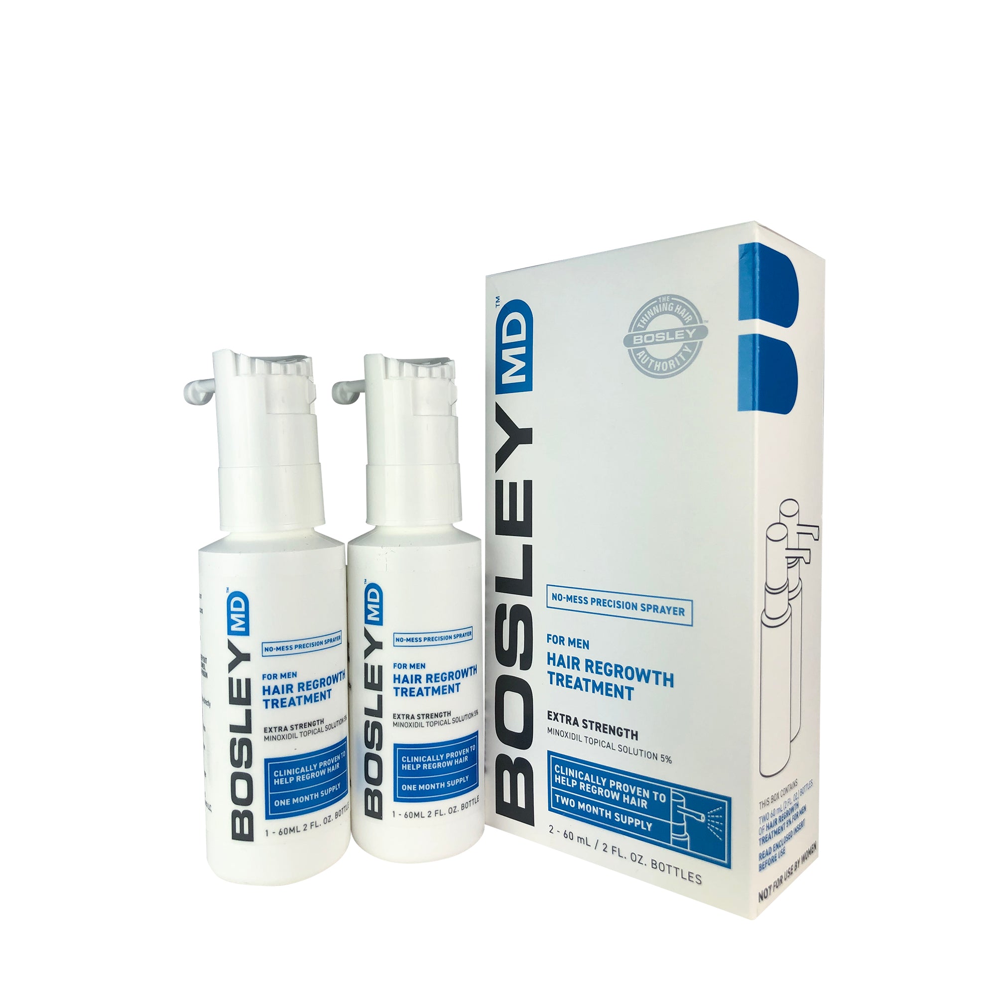 Bosley MD Hair Regrowth Treatment (5% Minoxidil Foam, Extra Strength) for Men Spray 2 Pk.